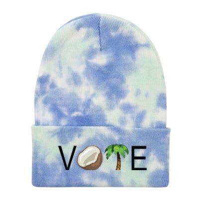 Coconut Tree Vote Funny Kamala Tie Dye 12in Knit Beanie