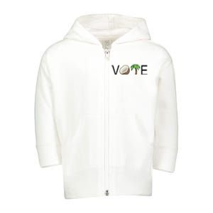 Coconut Tree Vote Funny Kamala Toddler Zip Fleece Hoodie