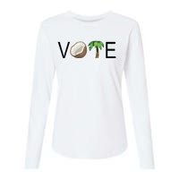 Coconut Tree Vote Funny Kamala Womens Cotton Relaxed Long Sleeve T-Shirt