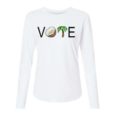 Coconut Tree Vote Funny Kamala Womens Cotton Relaxed Long Sleeve T-Shirt