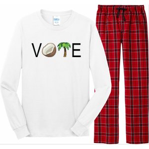 Coconut Tree Vote Funny Kamala Long Sleeve Pajama Set