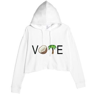 Coconut Tree Vote Funny Kamala Crop Fleece Hoodie