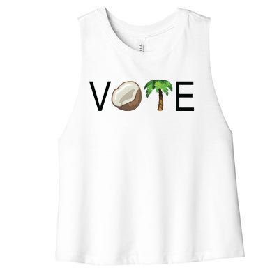 Coconut Tree Vote Funny Kamala Women's Racerback Cropped Tank