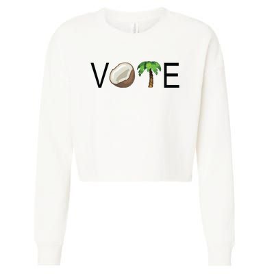 Coconut Tree Vote Funny Kamala Cropped Pullover Crew