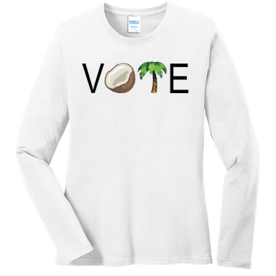 Coconut Tree Vote Funny Kamala Ladies Long Sleeve Shirt