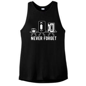 Cassette Tape Video Tape Floppy Disk We Will Never Forget Gift Ladies PosiCharge Tri-Blend Wicking Tank