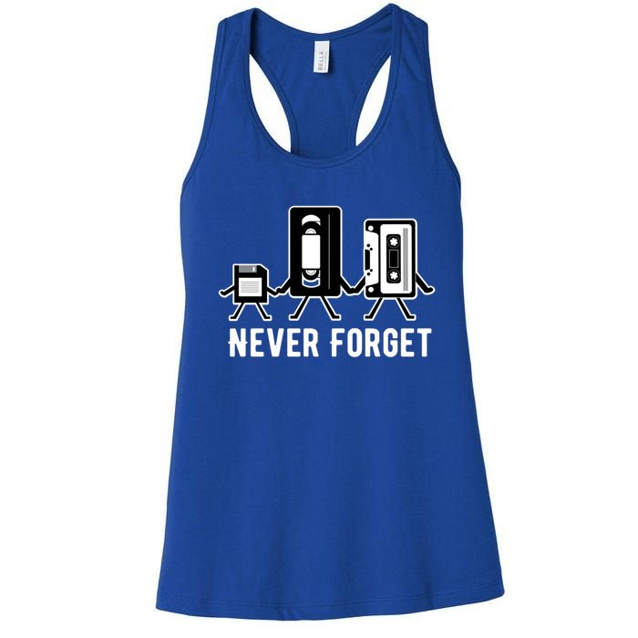 Cassette Tape Video Tape Floppy Disk We Will Never Forget Gift Women's Racerback Tank