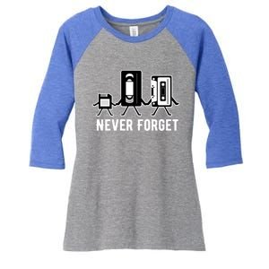 Cassette Tape Video Tape Floppy Disk We Will Never Forget Gift Women's Tri-Blend 3/4-Sleeve Raglan Shirt