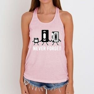 Cassette Tape Video Tape Floppy Disk We Will Never Forget Gift Women's Knotted Racerback Tank