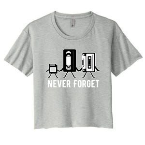 Cassette Tape Video Tape Floppy Disk We Will Never Forget Gift Women's Crop Top Tee