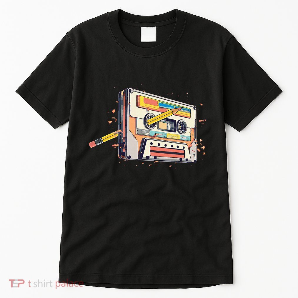 Cassette Tape Vintage Pencil 70s 80s 90s Classic Music Tall T-Shirt