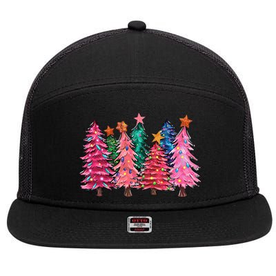 Christmas Tree With Led Light Pine Tree Xmas Light Camping  7 Panel Mesh Trucker Snapback Hat