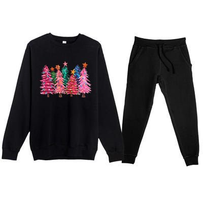 Christmas Tree With Led Light Pine Tree Xmas Light Camping  Premium Crewneck Sweatsuit Set