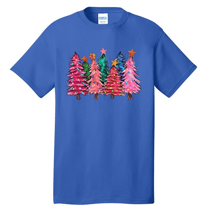 Christmas Tree With Led Light Pine Tree Xmas Light Camping  Tall T-Shirt