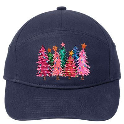 Christmas Tree With Led Light Pine Tree Xmas Light Camping  7-Panel Snapback Hat