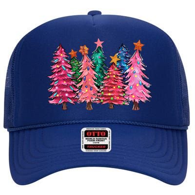 Christmas Tree With Led Light Pine Tree Xmas Light Camping  High Crown Mesh Back Trucker Hat