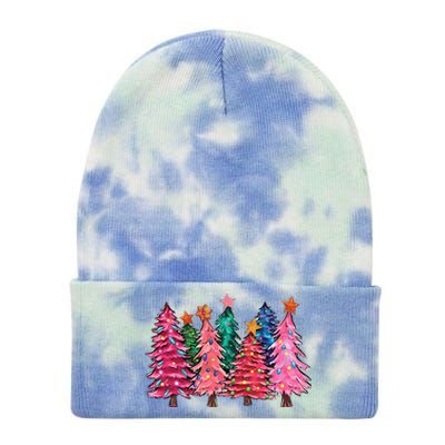 Christmas Tree With Led Light Pine Tree Xmas Light Camping  Tie Dye 12in Knit Beanie