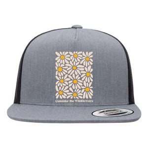 Consider The Wildflowers Retro Christian Jesus Flat Bill Trucker Hat