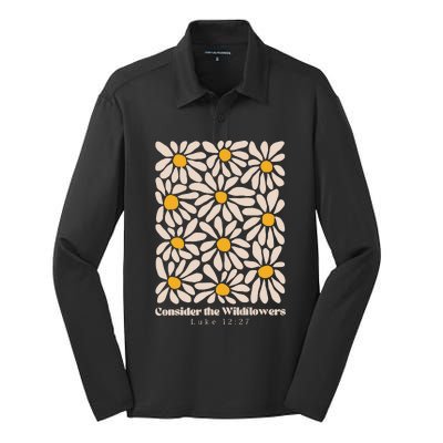 Consider The Wildflowers Retro Christian Jesus Silk Touch Performance Long Sleeve Polo