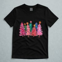 Christmas Tree With Led Light Pine Tree Xmas Light Camping T-Shirt