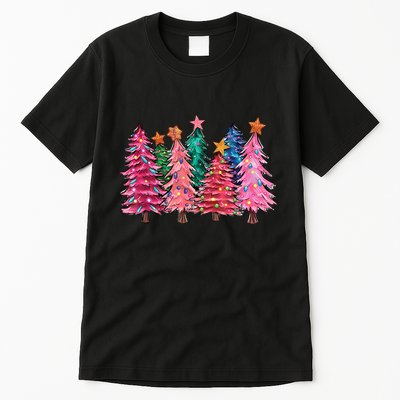 Christmas Tree With Led Light Pine Tree Xmas Light Camping Tall T-Shirt