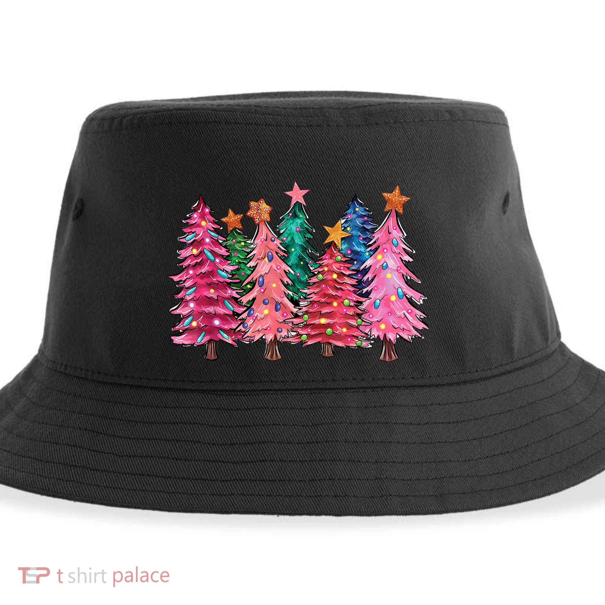 Christmas Tree With Led Light Pine Tree Xmas Light Camping Sustainable Bucket Hat