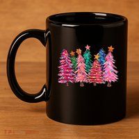 Christmas Tree With Led Light Pine Tree Xmas Light Camping 11oz C Handle Ceramic Mug