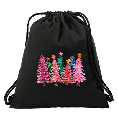 Christmas Tree With Led Light Pine Tree Xmas Light Camping Drawstring Bag