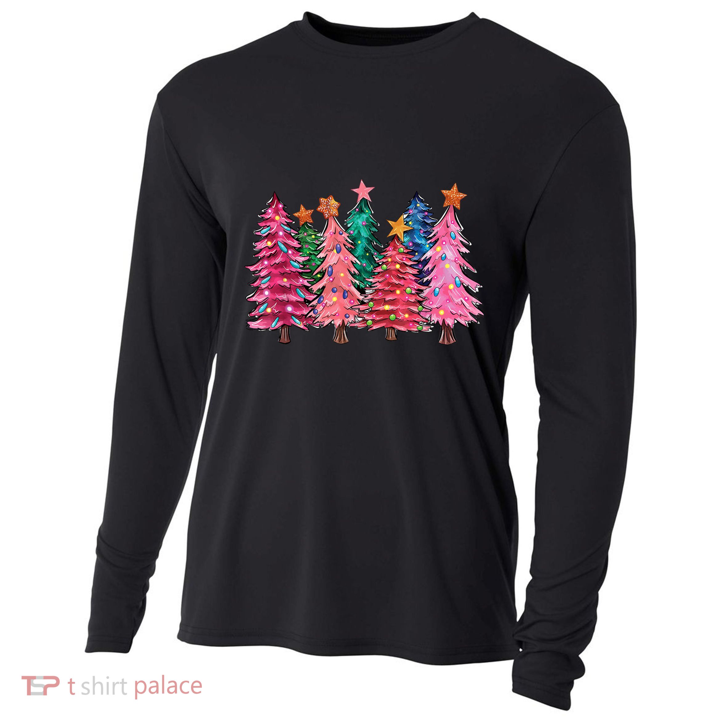Christmas Tree With Led Light Pine Tree Xmas Light Camping Cooling Performance Long Sleeve Crew