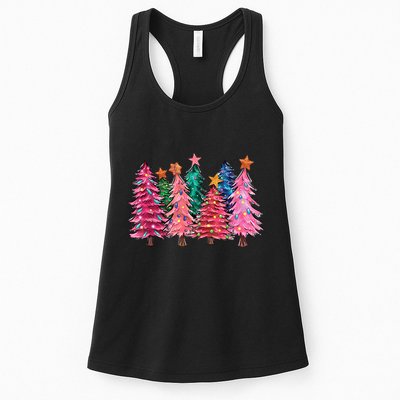 Christmas Tree With Led Light Pine Tree Xmas Light Camping Womens Tank Top
