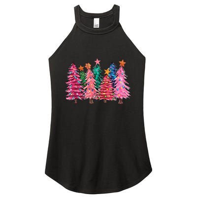 Christmas Tree With Led Light Pine Tree Xmas Light Camping Women's Perfect Tri Rocker Tank