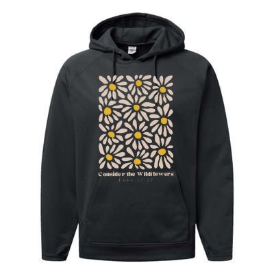 Consider The Wildflowers Retro Christian Jesus Performance Fleece Hoodie