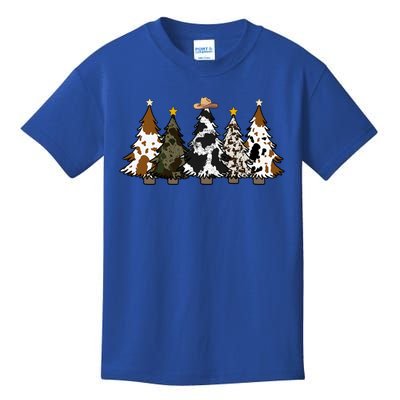 Christmas Tree Western Howdy Cowhide Xmas Cow Lover Costume Funny Gift Kids T-Shirt