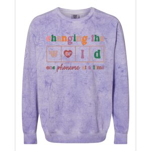 Changing The World One Phoneme At A Time Phonics Teacher Colorblast Crewneck Sweatshirt