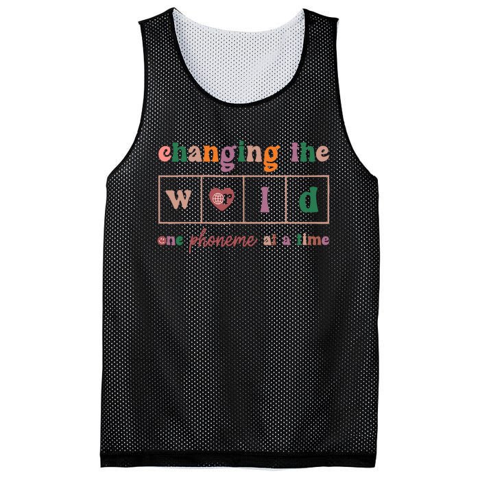 Changing The World One Phoneme At A Time Phonics Teacher Mesh Reversible Basketball Jersey Tank