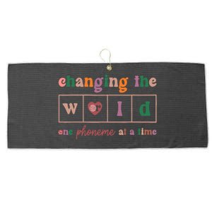 Changing The World One Phoneme At A Time Phonics Teacher Large Microfiber Waffle Golf Towel