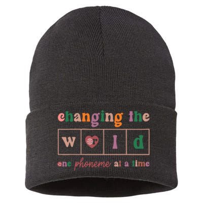 Changing The World One Phoneme At A Time Phonics Teacher Sustainable Knit Beanie