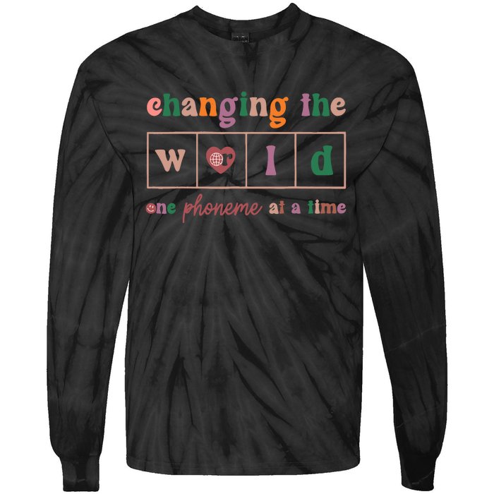 Changing The World One Phoneme At A Time Phonics Teacher Tie-Dye Long Sleeve Shirt