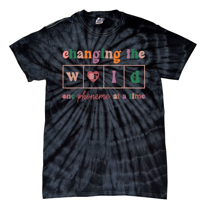 Changing The World One Phoneme At A Time Phonics Teacher Tie-Dye T-Shirt