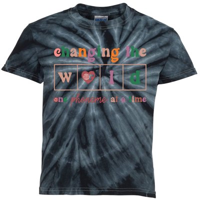 Changing The World One Phoneme At A Time Phonics Teacher Kids Tie-Dye T-Shirt