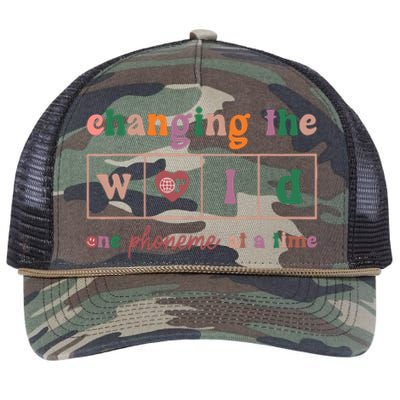 Changing The World One Phoneme At A Time Phonics Teacher Retro Rope Trucker Hat Cap