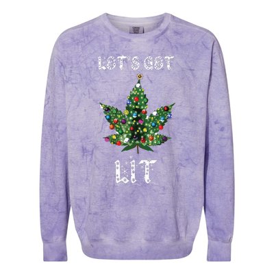 Christmas Tree Weed Leaf Pot Marijuana Thc Gift Colorblast Crewneck Sweatshirt