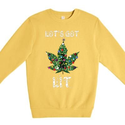 Christmas Tree Weed Leaf Pot Marijuana Thc Gift Premium Crewneck Sweatshirt