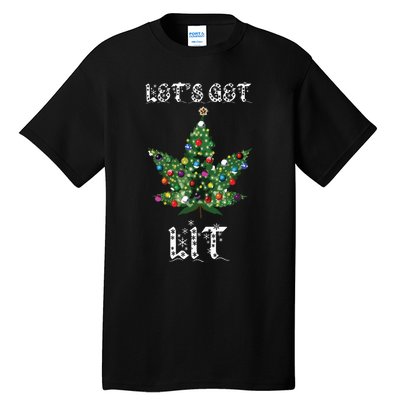 Christmas Tree Weed Leaf Pot Marijuana Thc Gift Tall T-Shirt