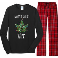 Christmas Tree Weed Leaf Pot Marijuana Thc Gift Long Sleeve Pajama Set