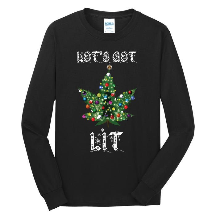 Christmas Tree Weed Leaf Pot Marijuana Thc Gift Tall Long Sleeve T-Shirt