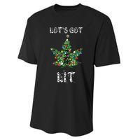 Christmas Tree Weed Leaf Pot Marijuana Thc Gift Performance Sprint T-Shirt