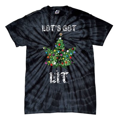 Christmas Tree Weed Leaf Pot Marijuana Thc Gift Tie-Dye T-Shirt