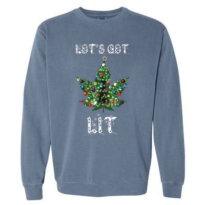 Christmas Tree Weed Leaf Pot Marijuana Thc Gift Garment-Dyed Sweatshirt