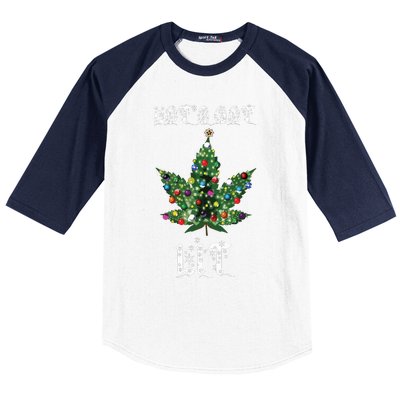 Christmas Tree Weed Leaf Pot Marijuana Thc Gift Baseball Sleeve Shirt